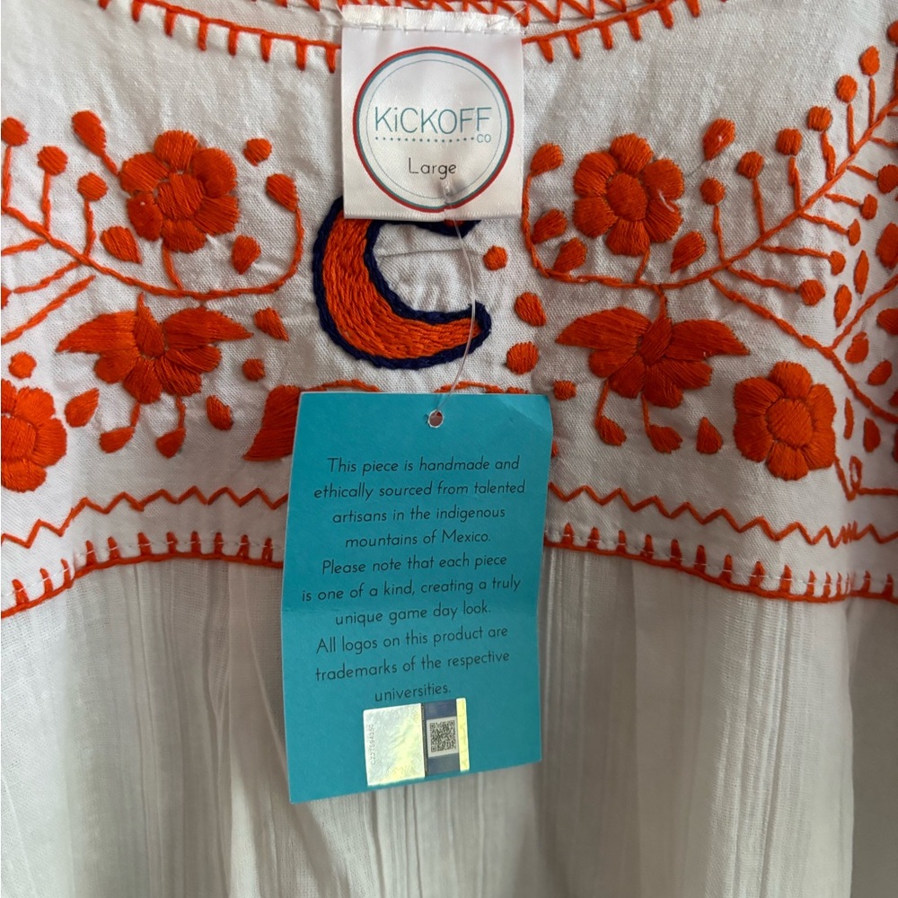 Clemson Kickoff Couture Embroidered White and Orange Women's Top Size Large - Picture 4 of 9